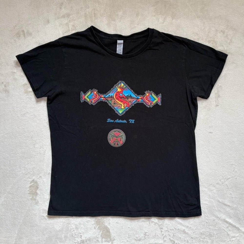 Black Kokopelli Graphic T-Shirt with Colorful Design San Antonio Tx